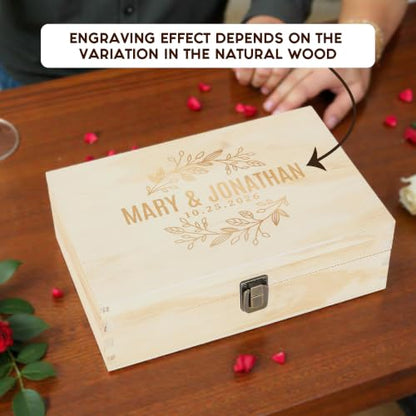 Personalized Anniversary Box, Engraved Wooden Keepsake Box for Couples - style: 6. Anniversary Designs
