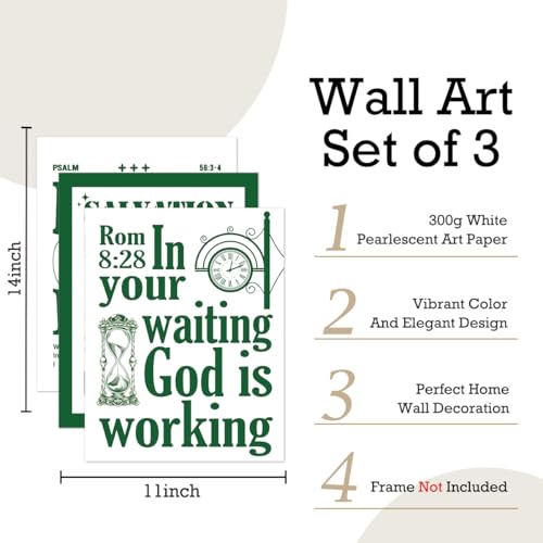 Set of 3 Poster Bible Verse Wall Art,Faith Over Fear Christian Wall Decor - color: Faith Over Fear