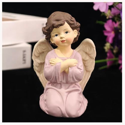 Praying Angel Figurine, Kneeling Guardian Angel Statue - size: 3.74"H