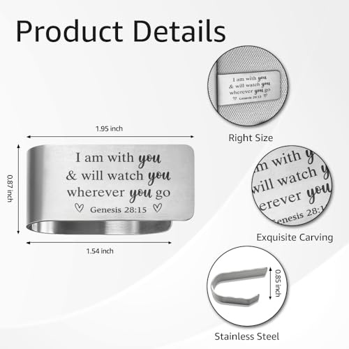 Genesis 28:15 Car Visor Clip, Sun Visor Clip for Christian Believer - color: Silver64