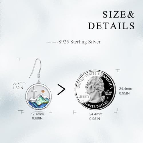 AOBOCO Mustard Seed Earrings for Women Sterling Silver Mountain Cross Earrings Dangle Christian Religion Jewelry Mothers Day Birthday for Mom Wife Friends - style: Round Mountain Cross Hooks