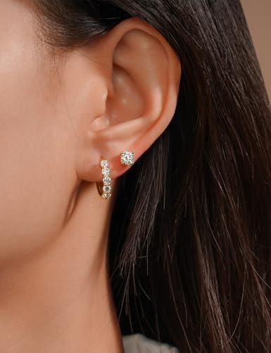 IMOLOVE Huggie earrings for women Ear Cuff Moissanite Stud Earrings Hypoallergenic Earrings for Women Sterling Silver with 18K White Gold Plated Earrings - color: 16.5mm Small Hoop-Yellow