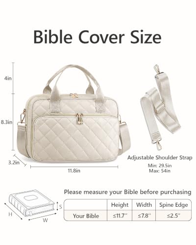 Bible Journaling Kit – Quilted Bible Cover Case for Women - color: Beige