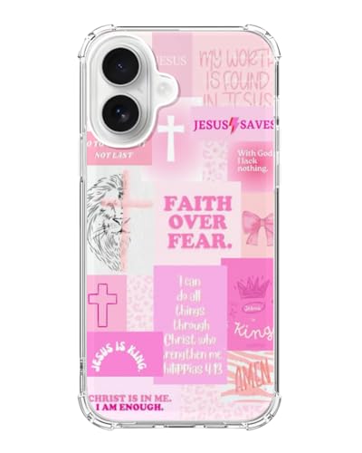 Pink Christian Aesthetic Phone Case Compatible with iPhone 17, Jesus Faith Positivity Phone Cover for iPhone 17 - color: Pink Christian