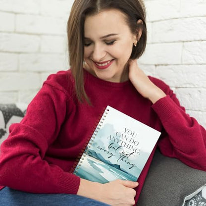 Seaside Inspirational Spiral Notebooks, Motivational Quote Journal, Positive Journals for Writing, You Can Do Anything But Not Everything Notebook for Note Taking, 5.5x8.3 Inch - color: white Bible Notebook-7