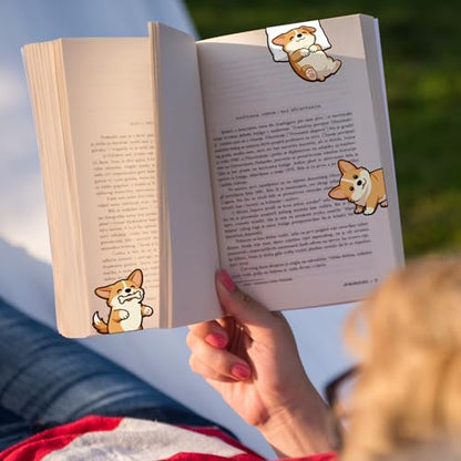 Corgi Magnetic Bookmarks Gifts - 8 Pcs Cute Dog Funny Bookmark - style: Corgi