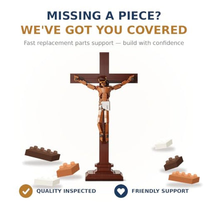 Jesus Cross Building Blocks Set, 588 PCS - color: Brown