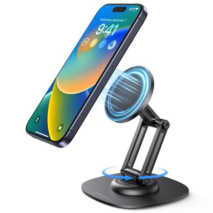 OMOTON MS04 [360° Rotating] Adjustable Magnetic Phone Stand for Desk, Black - color: Black