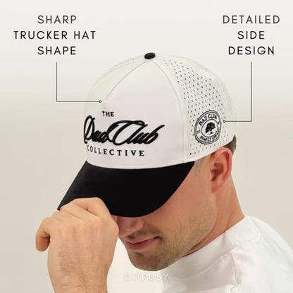 CITRUSY Athletic Trucker Golf Hat | Performance Mens 5 Panel Cap | Cool Breathable Waterproof Workout Running Snapback - color: Dad Club | Black