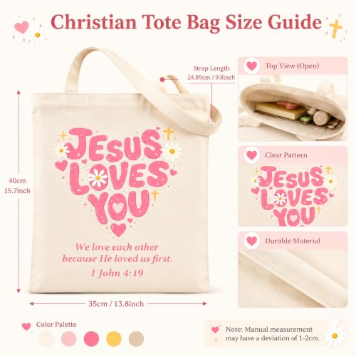 Bible Tote Bags for Women, Christian Tote Bag Reusable Grocery Shopping Bag