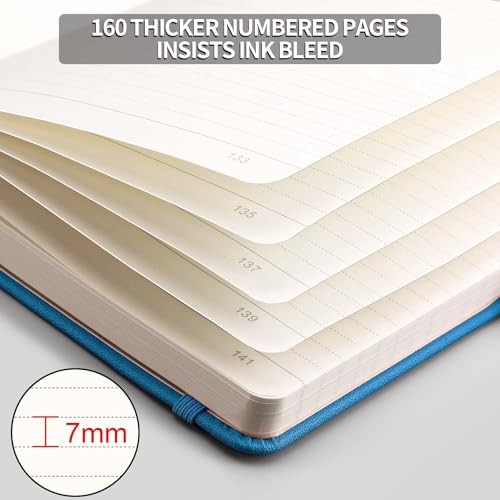 AHGXG Lined Journal Notebook, 320 Numbered Pages, A5 (5.75'' X 8.38'') - color: Blue, size: A5