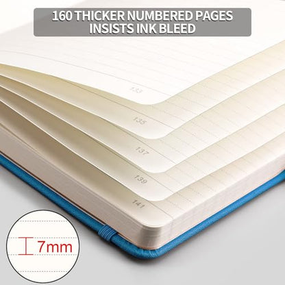 AHGXG Lined Journal Notebook, 320 Numbered Pages, A5 (5.75'' X 8.38'') - color: Blue, size: A5