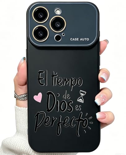 for iPhone 16 Pro Case God's Timing is Perfect Spanish Bible Verse Phone Case, Full Camera Lens Protection, Shockproof Drop Resistant Durable Cover (Black, iPhone 16 Pro) - color: black, size: iPhone 16 Pro