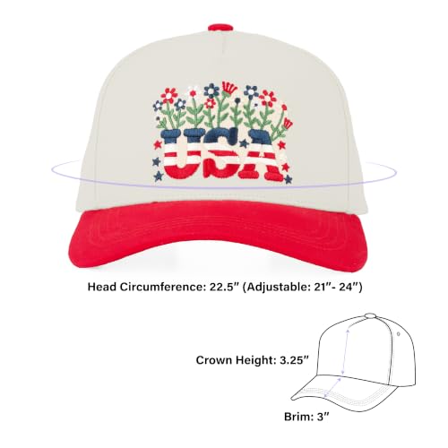 C.C Women's Criss-Cross Ponytail Trucker Hat - Snapback, One Size - color: Floral Usa-red
