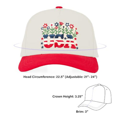 C.C Women's Criss-Cross Ponytail Trucker Hat - Snapback, One Size - color: Floral Usa-red