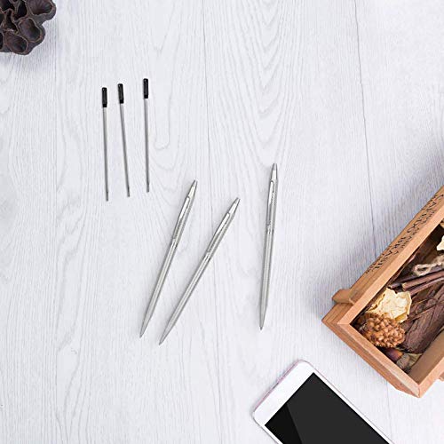 Cambond Slim Ballpoint Pens Bulk - Black Ink 1.0 mm Metal Silver Pens - color: A1 Silver, size: 1 Count (Pack of 3)