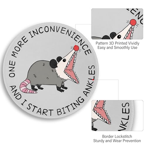 Funny Work Mouse Pad, Small Round Mousepad for Desk, Laptop - color: Funny Opossum