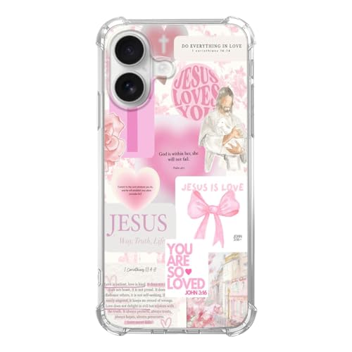 Pink Christian Aesthetic Phone Case Compatible with iPhone 17, Lord Jesus Love Phone Cover for iPhone 17 - color: Pink Christian