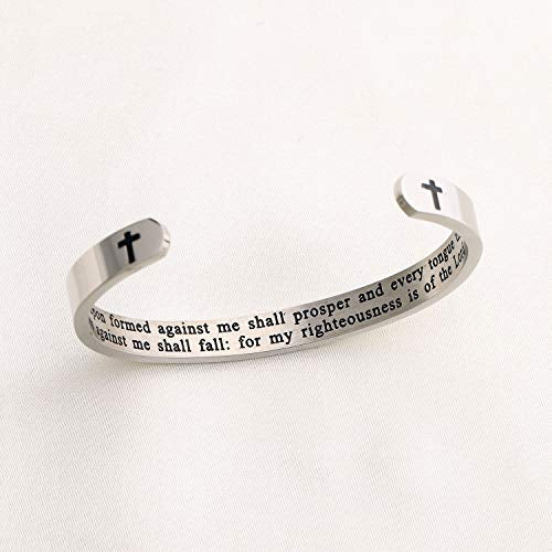Gzrlyf Isaiah 54:17 Bracelet No Weapon Formed Against Me Shall Prosper Bracelet Religious Gifts - style: Cuff,Religious