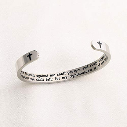 Gzrlyf Isaiah 54:17 Bracelet No Weapon Formed Against Me Shall Prosper Bracelet Religious Gifts - style: Cuff,Religious