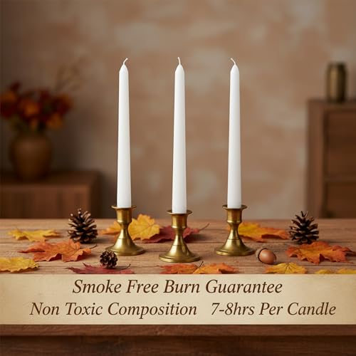 4 Pack White Taper Candles丨Taper Candles 10 Inch Dripless丨Unscented & Smokeless Candlesticks Bulk丨7-8 Hours Long Burning Tall Candles丨Ideal for Christmas Weddings Parties Dinner - color: White, size: 4 Pack Taper Candle