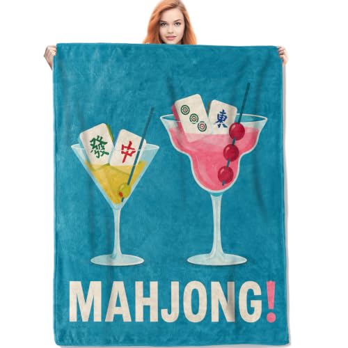 Mahjong Cocktail Blanket Gifts for Women Kids - color: Mahjong02, size: 50"x60"