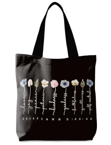 Bible Bags for Women, Christian Tote Bag, Gifts for Christian Women - color: Black
