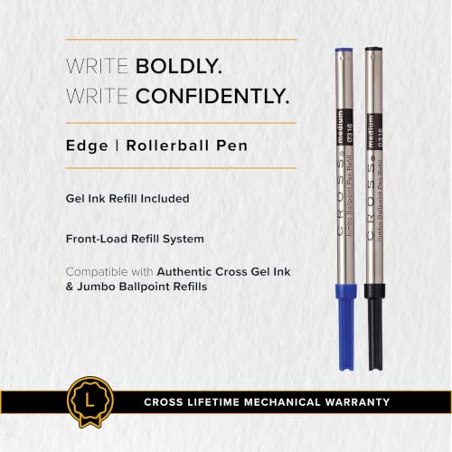Cross Edge Jet Black Gel Rollerball Pen, Medium Point, Black Ink - color: Jet Black