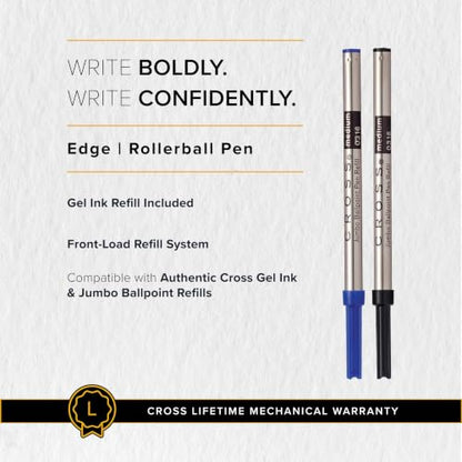 Cross Edge Jet Black Gel Rollerball Pen, Medium Point, Black Ink - color: Jet Black