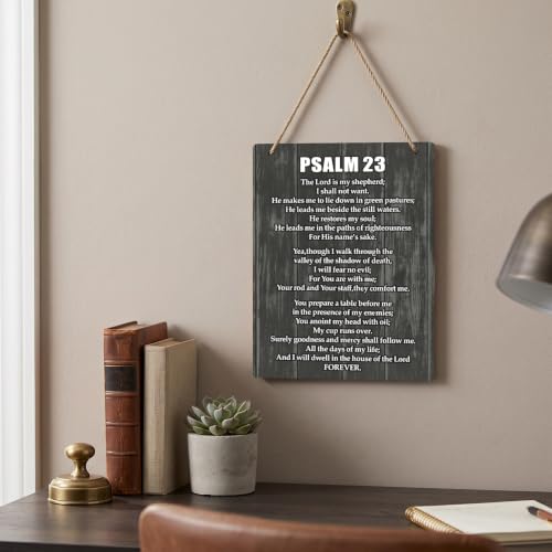 Psalm 23 The Lord is My Shepherd Bible Verse Wood Sign Christian Wall Decor - color: Psalms 23