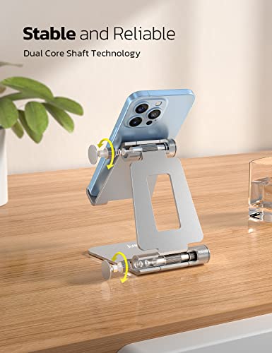 Nulaxy 2 Pack Aluminum Dual Folding Cell Phone Stanr for Desk, Silver - color: E-Silver