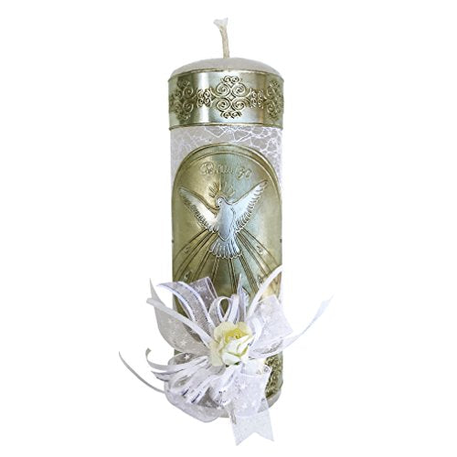 Arcangeles Mexicanos Catholic Baptism Candle Set in a Wooden Box with Towel, Candle, Rosary and Shell for Baby Boys and Girls. Handmade in Mexico