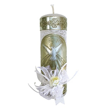 Arcangeles Mexicanos Catholic Baptism Candle Set in a Wooden Box with Towel, Candle, Rosary and Shell for Baby Boys and Girls. Handmade in Mexico