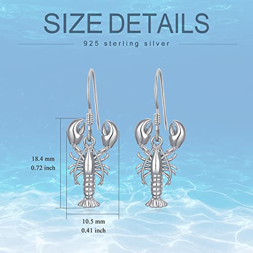 Crab/Mushroom/Lobster/Bat/Angler Fish/Tiger/Elephant/Jellyfish/Flamingo/Scorpion Earrings Dangling Sterling Silver Created Blue Opal Earrings Jewelry Gifts for Women Girls… - style: Lobster