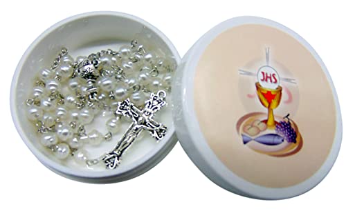 Westmon Works First Holy Communion Rosary Set with Bead Rosary in a Plastic Case