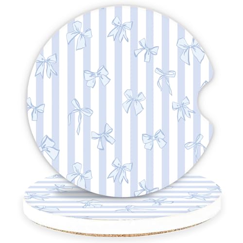 Car Coasters for Cup Holders, 2 Pack Absorbent Ceramic Cup Holder Coasters for Car, Car Cup Coasters with Stylish Design, Cute Car Accessories for Women Interior, Universal Fit (Blue) - color: Blue