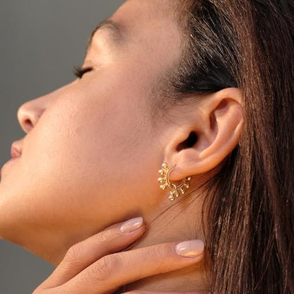 VACRONA Gold Heart Hoop Earrings Huggie Earrings for Women 14k Gold Plated Small Hoops Earrings - color: gold ball