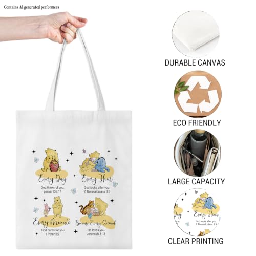 Cute Pooh Bear Aesthetic Reusable Tote Bag, Funny Gifts for Women Friends - color: Every
