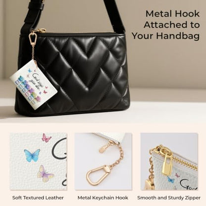 Christian Floral Keychain Coin Purse for Women Small Change Pouch - color: Inspirationa Floral