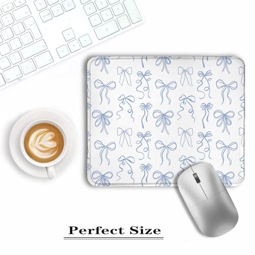 Coquette Blue Bow Mouse Pad, Preppy Girly Blue Aesthetic Mousepads for Wireless Mouse Computers Laptop Desk Accessories, Coquette Preppy Office Supplies, 9.5x7.9 Inch - color: colour 9