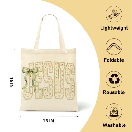 Faith Canvas Tote Bag, Christian Gifts for Women Mama Sister Inspirational Bible Verse Birthday Christmas - color: Jesus 880