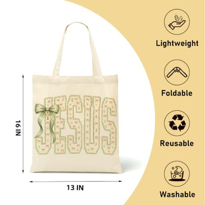 Faith Canvas Tote Bag, Christian Gifts for Women Mama Sister Inspirational Bible Verse Birthday Christmas - color: Jesus 880