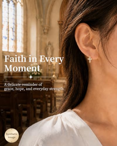Cross Hoop Earrings for Women, Cross Stud Christian Faith Jewelry Gift