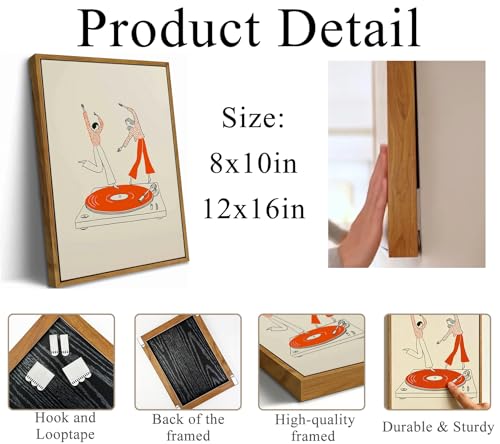 Floating Framed Funny Vinyl Record Canvas Wall Art, Dancing Girls Print Poster, Abstract Music Decor Picture, for Bar, Cafe, Kitchen, Dining Room, Restaurant, Home Decoration, 8x10in - color: Dancing Girl Vinyl Record, size: 10"L x 8"W