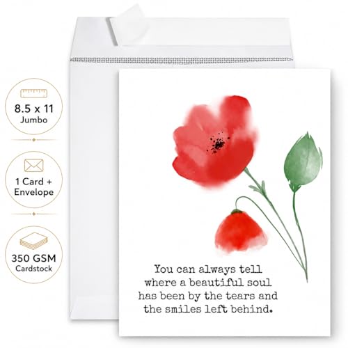 Andaz Press Jumbo Sympathy Card with Envelope, Sorry For Your Loss Card, A Beautiful Soul, Premium Condolences Card with Big Blank Space to Send to Friends, Family, 8.5" x 11", 1-Pack - color: A Beautiful Soul