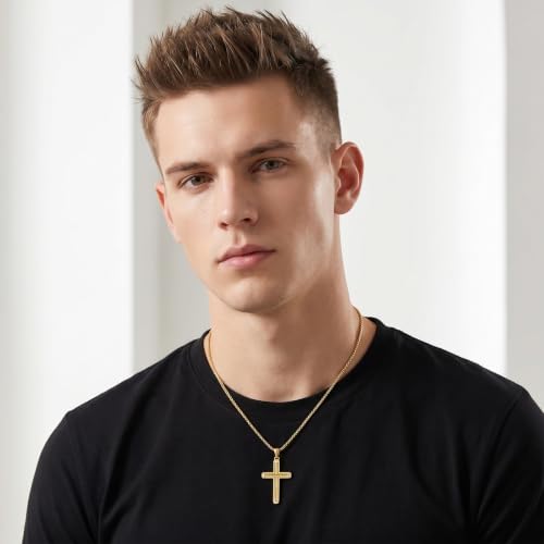 14K Gold Plated Cross Pendant Necklace Christian Jewelry Religious Gift - color: A01-Cross Gold