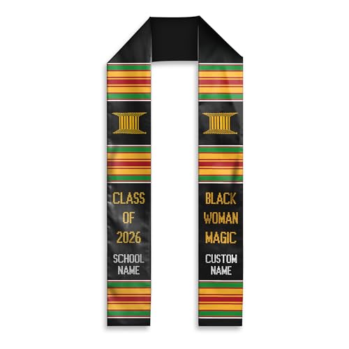 MDPrints Global Kente Graduation Sash 2026, Black Girl Magic Graduation Sash 2026, Class of 2026 Graduation Gift - color: Qh121 Q3