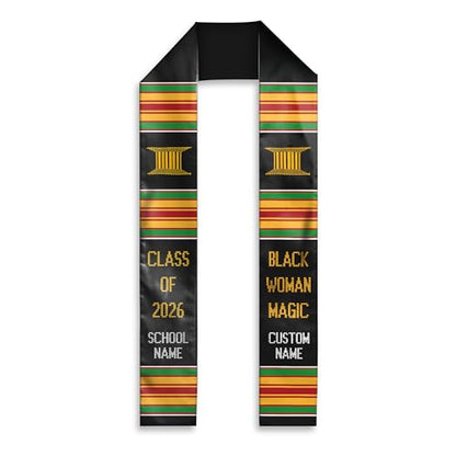 MDPrints Global Kente Graduation Sash 2026, Black Girl Magic Graduation Sash 2026, Class of 2026 Graduation Gift - color: Qh121 Q3