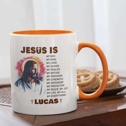 Portrait Of Jesus Ceramic Cup, Customized Religious Coffee Mug With Name, Personalized Christian Faith Mug Gift For Jesus Lover, Custom Religious Present, Unique White Mug 11oz 15oz - color: XUA-624-2309-Portrait Of Jesus