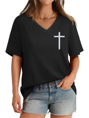 Living Proof of A Loving God T-Shirt, Living Proof of A Loving God Shirt, Jesus Shirts for Women Man, Lively Tshirt - color: Black-v, size: Large